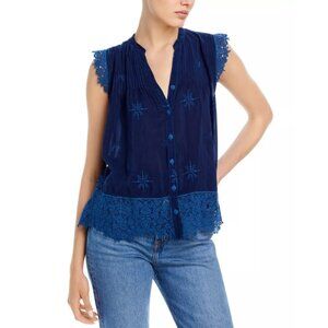 Johnny Was Zahyra Firefly Glow Blouse Blue XS